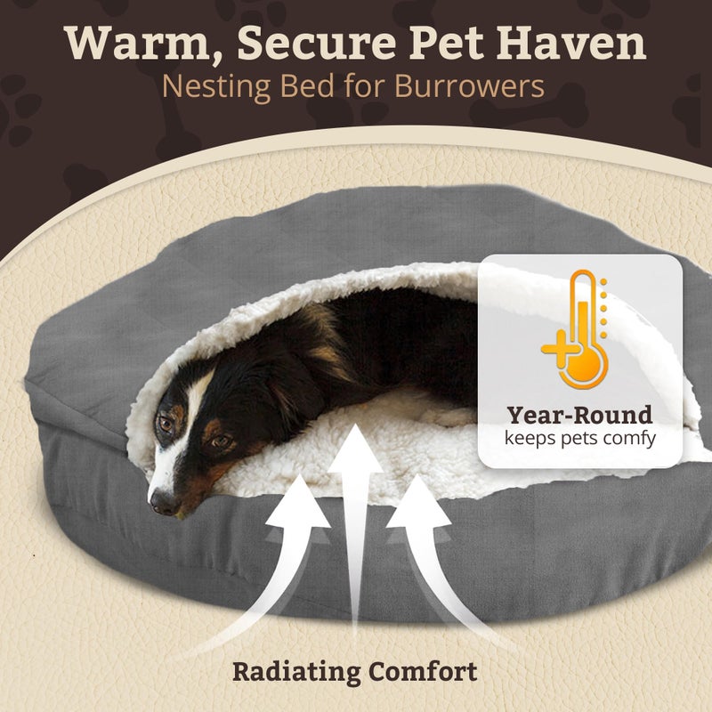Snoozer Cozy Cave Dog Bed - Indoor Dog Bed with Cover Cave, Covered Calming Burrow for Medium & Large Sized Pets with Blanket Attached, Enclosed, Removable Washable Cover - XL, Heather Gray - Image 5
