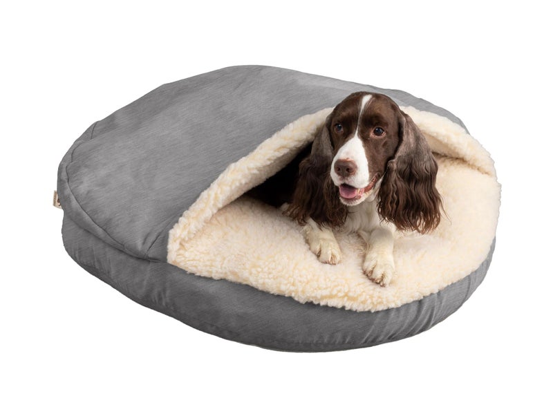 Snoozer Cozy Cave Dog Bed - Indoor Dog Bed with Cover Cave, Covered Calming Burrow for Medium & Large Sized Pets with Blanket Attached, Enclosed, Removable Washable Cover - XL, Heather Gray - Image 1