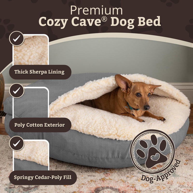 Snoozer Cozy Cave Dog Bed - Indoor Dog Bed with Cover Cave, Covered Calming Burrow for Medium & Large Sized Pets with Blanket Attached, Enclosed, Removable Washable Cover - XL, Heather Gray - Image 2