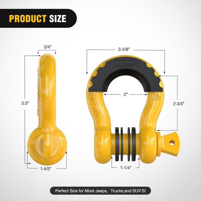 Nilight Ergonomic build Nilight 2 Pack 3/4" D-Ring Shackle with 7/8" Screw Pin 41,887lbs Break Strength, Heavy Duty Off Road Recovery Shackle with Isolators Washers for Use with Tow Strap, Winch, Off-Road Truck Vehicle Compact trendy practical build - Image 2