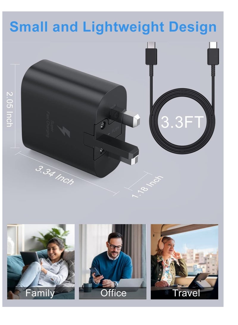 25W USB C Charger Plug Compatible with Samsung Galaxy A57 A56 A55 A54 A37 A36 A35 A34 A33 M36 M35 M37 M36 M36 M33 A17 A16 A15 A14 A07 A06 A05 A04  S25 S21 S22 S23 S24 Plus Ultra ,Note 20 10,Z Fold 7 6 5 4, Z Flip 7 6 5 4 3,Xiaomi Mi 15 14 13 14T 13T 12 13 Lite, Redmi Note15 14 10 11 12 13 Pro,Super Fast UK Charging Adapter and Cable - Image 1