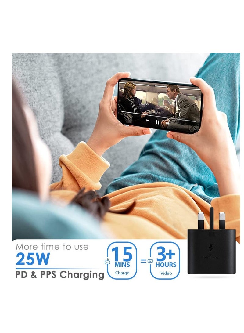 25W USB C Charger Plug Compatible with Samsung Galaxy A57 A56 A55 A54 A37 A36 A35 A34 A33 M36 M35 M37 M36 M36 M33 A17 A16 A15 A14 A07 A06 A05 A04  S25 S21 S22 S23 S24 Plus Ultra ,Note 20 10,Z Fold 7 6 5 4, Z Flip 7 6 5 4 3,Xiaomi Mi 15 14 13 14T 13T 12 13 Lite, Redmi Note15 14 10 11 12 13 Pro,Super Fast UK Charging Adapter and Cable - Image 2