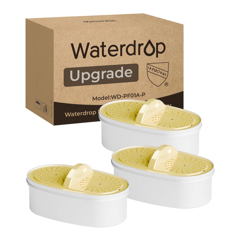 Waterdrop [Original] Waterdrop Upgrade NSF 53&42&372 Certified Replacement Filters, for All Waterdrop Pitcher and Dispenser, Reduces Lead, PFAS, PFOA/PFOS, Chlorine, Cadmium, Copper, Mercury, 3 Packs - Image 1