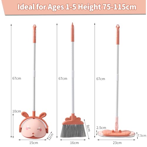 Midoneat Kids Cleaning Toy Set Mini Child Broom Mop and Dustpan Little Housekeeping Helper Set Pretend Home Cleaning Play Set for Toddler Age 156pcs Pink - Image 5