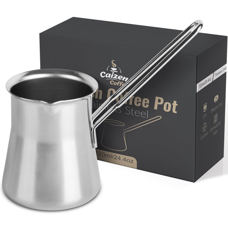 Caizen Coffee Quality Turkish Coffee Pot  Turkish Coffee Maker Chai Pot Arabic Coffee Pot Briki Greek Coffee Pot Greek Briki Turkish Coffee Cezve Turkish Coffee Pot Ibrik 24oz