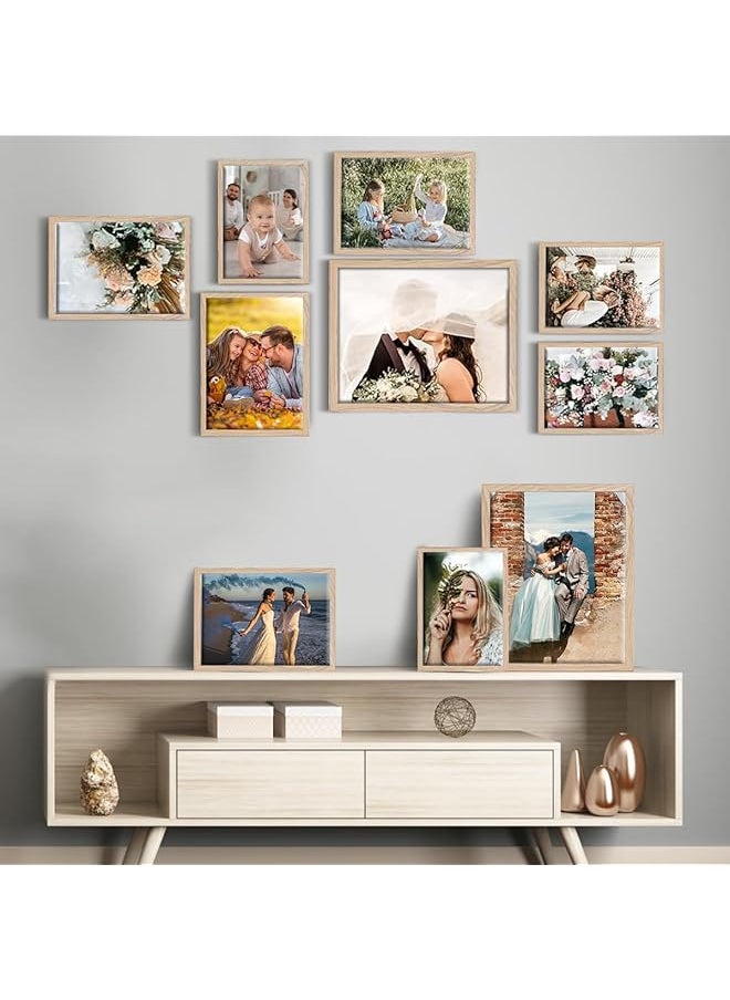 Picture Frame Set 10 Piece Wall Gallery Photo Frames With Two 8X10 Four 5X7 Four 4X6 Wood Multi Photo Frames Collage With Stands For Wall Mounting Or Table Top Display Rustic Home Décor