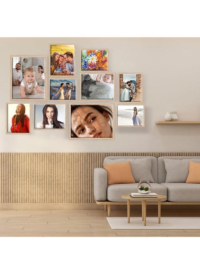 Picture Frame Set 10 Piece Wall Gallery Photo Frames With Two 8X10 Four 5X7 Four 4X6 Wood Multi Photo Frames Collage With Stands For Wall Mounting Or Table Top Display Rustic Home Décor