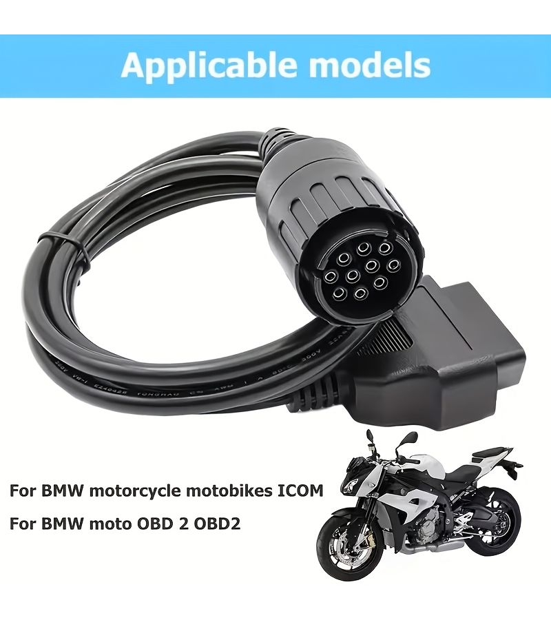 10 Pin Male To 16 Pin Female OBD2 Extension Diagnostic Cable For Motorcycle Compatible With BMW Black - Image 5