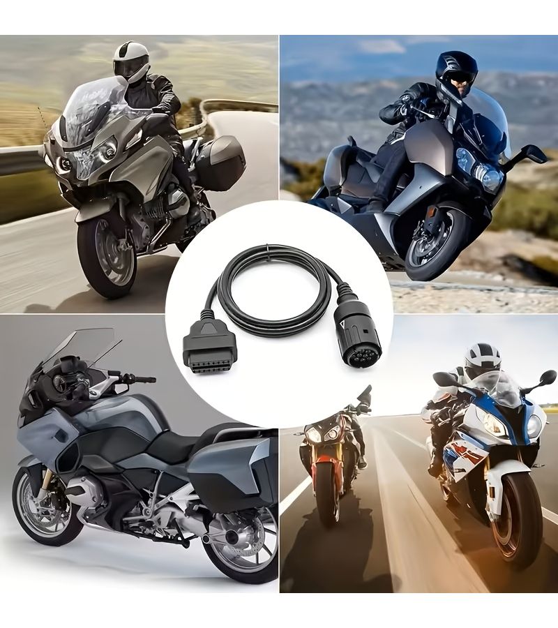 10 Pin Male To 16 Pin Female OBD2 Extension Diagnostic Cable For Motorcycle Compatible With BMW Black - Image 4