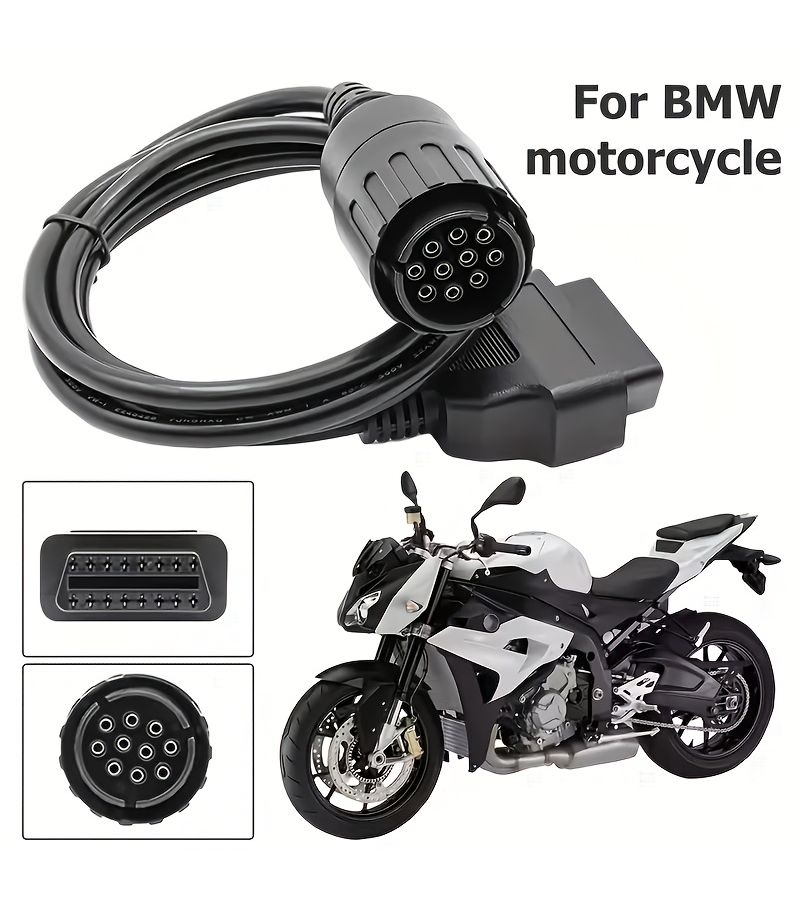 10 Pin Male To 16 Pin Female OBD2 Extension Diagnostic Cable For Motorcycle Compatible With BMW Black - Image 3