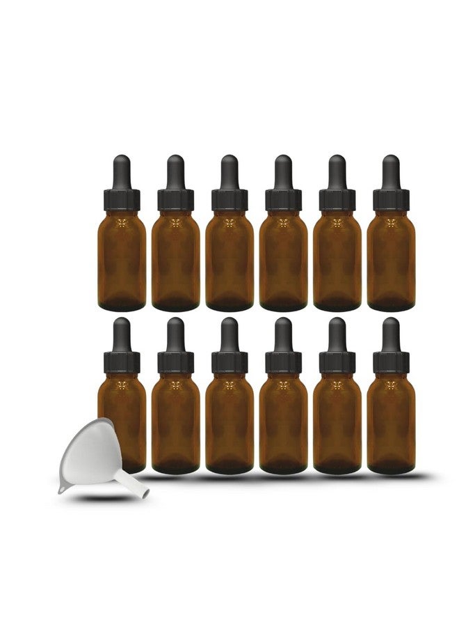 MYOC Amber Glass Dropper Bottles | Refillable Cosmetic Bottles with Black Dropper Cap for DIY Oils, Serums, and Skincare Solutions - 30ml / 1.01 Fl Oz (Pack of 12) - Image 1