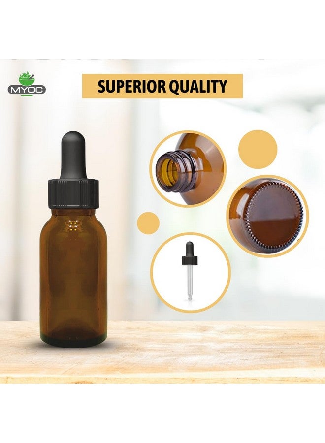 MYOC Amber Glass Dropper Bottles | Refillable Cosmetic Bottles with Black Dropper Cap for DIY Oils, Serums, and Skincare Solutions - 30ml / 1.01 Fl Oz (Pack of 12) - Image 4