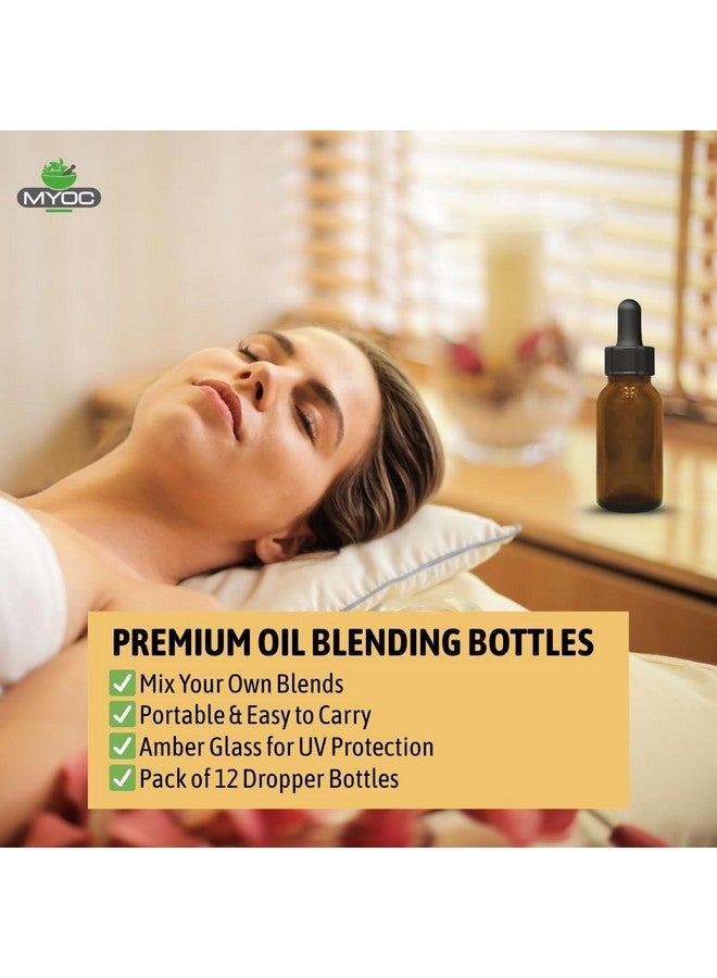 MYOC Amber Glass Dropper Bottles | Refillable Cosmetic Bottles with Black Dropper Cap for DIY Oils, Serums, and Skincare Solutions - 30ml / 1.01 Fl Oz (Pack of 12) - Image 5