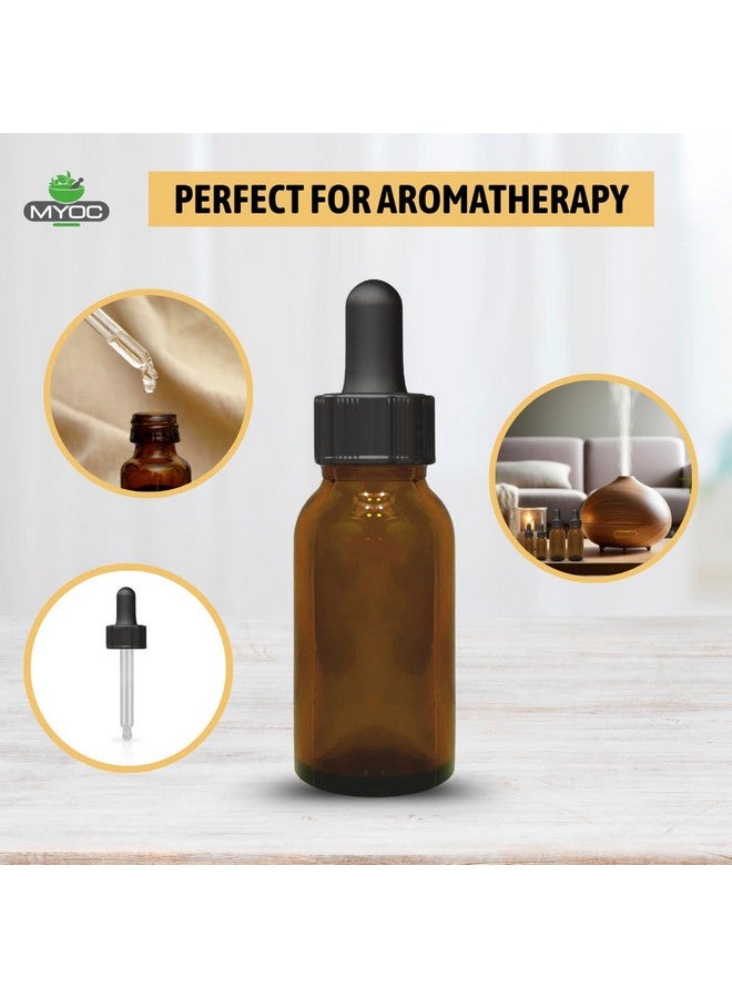 MYOC Amber Glass Dropper Bottles | Refillable Cosmetic Bottles with Black Dropper Cap for DIY Oils, Serums, and Skincare Solutions - 30ml / 1.01 Fl Oz (Pack of 12) - Image 3