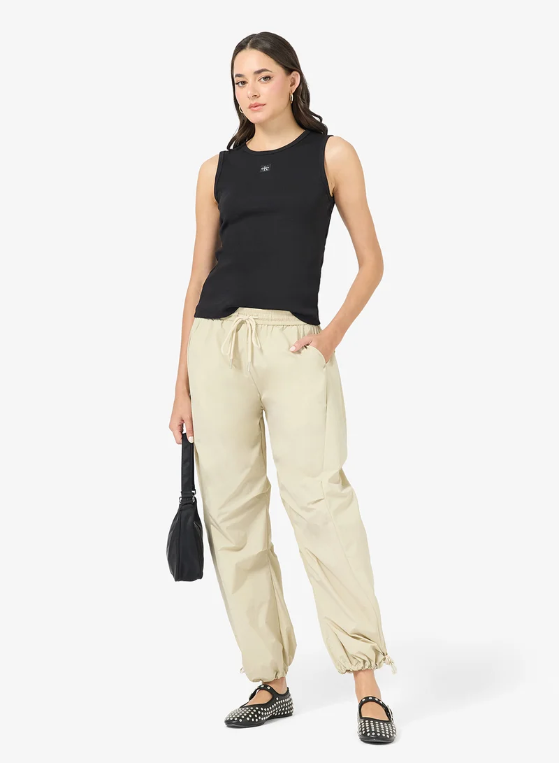 Calvin Klein Jeans  Casual Woven Label 2X2 Baby Rib Cuto Top for Women | Best Price UAE