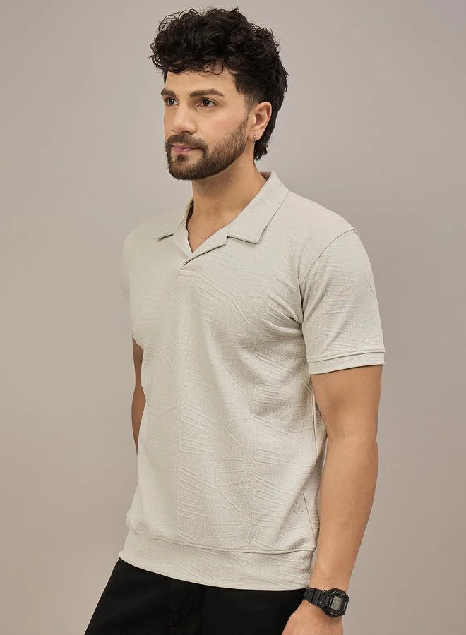 Take Two REPRISE Light Grey Short Sleeves Textured Polo