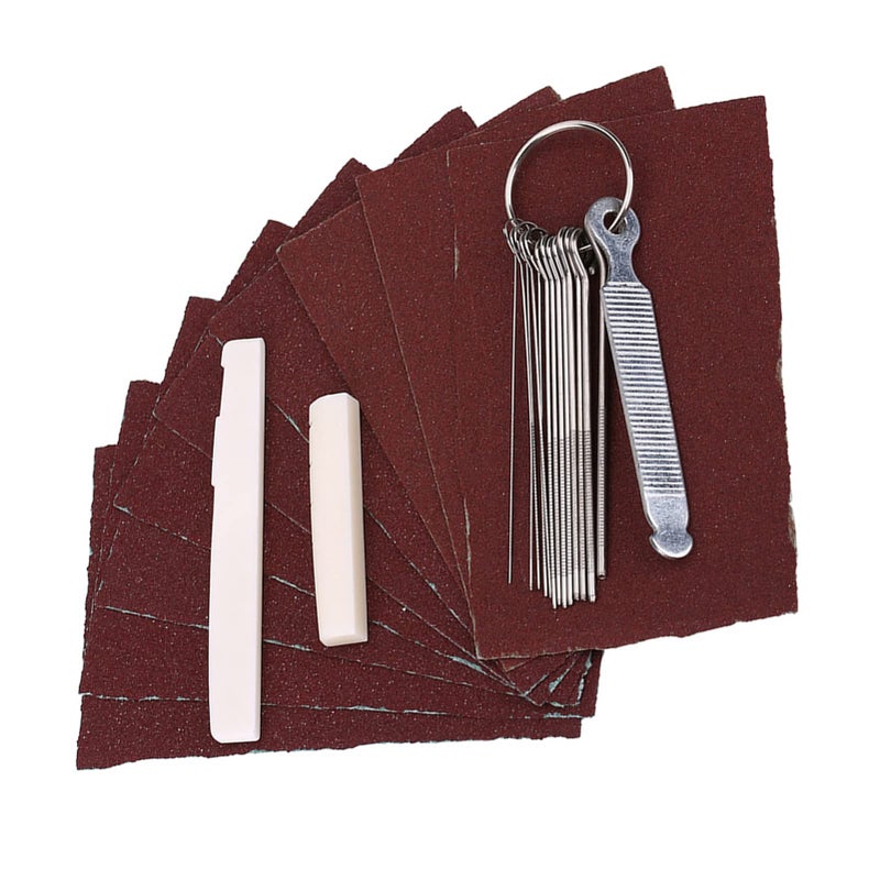 13 Round Files Guitar Bridge Saddle Nut Sand Paper Set for DIY Maintenance Polishing String Slots - Image 2
