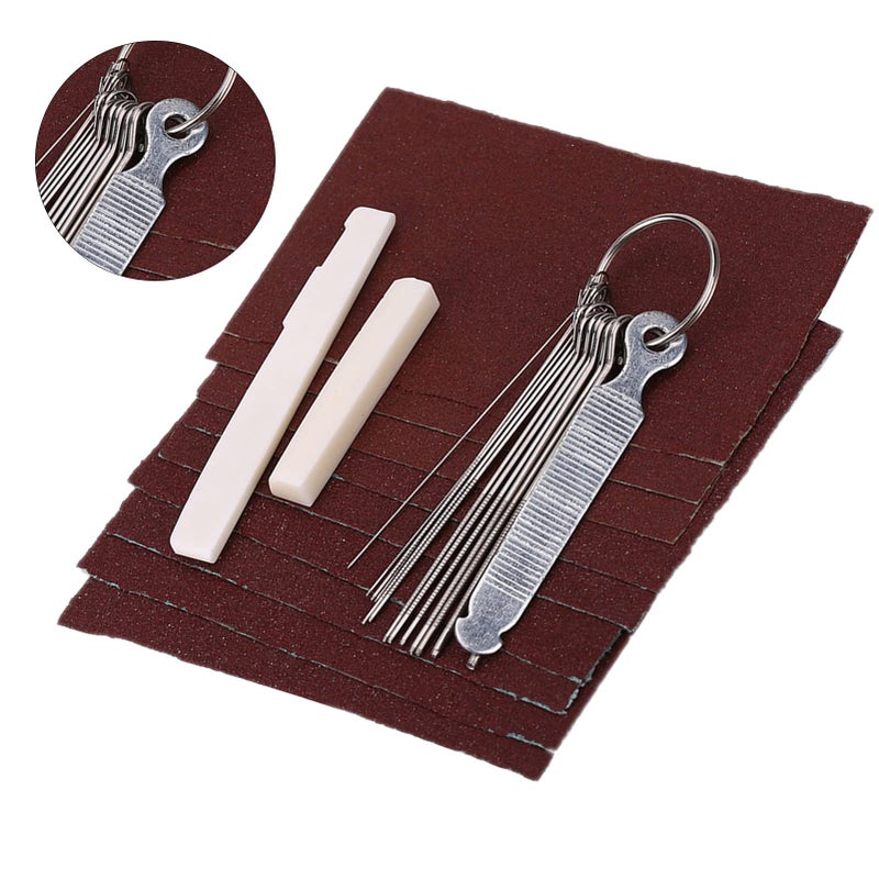 13 Round Files Guitar Bridge Saddle Nut Sand Paper Set for DIY Maintenance Polishing String Slots - Image 3