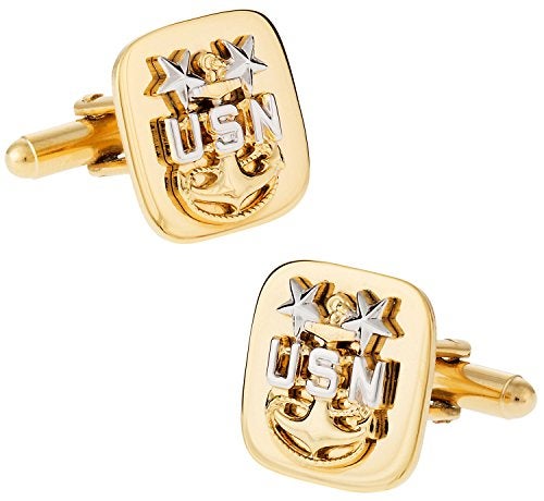 Cuff-Daddy Navy Cufflinks: E9 Chief Petty Officer: Master - Gold with Presentation Box - Image 1