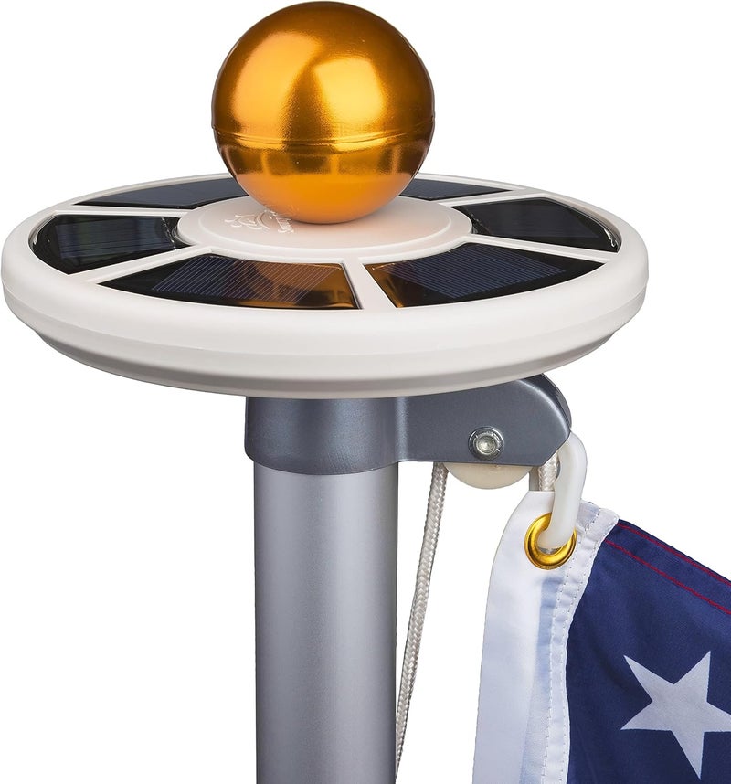 Sunnytech 2nd Generation Solar Flag Pole 20led Light, Brightest, Most Powerful, Longest Lasting & Most Flag Coverage, LED Downlight Light up Flag on Most 15 to 25Ft Flagpole, Upgraded Electric Circuit,White - Image 2