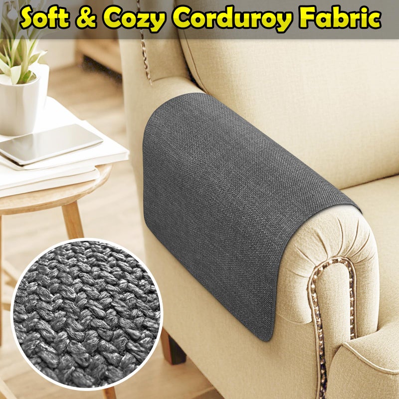LovoGemy Couch Arm Covers, Waterproof Armrest Cover for Sofa, Armchair, Loveseat, Non-Slip Recliner Arm Cover, Sofa Arm Covers, Headrest Covers, Arm Chair Covers Set of 2 (Dark Gray, 24"Ã—20") - Image 4
