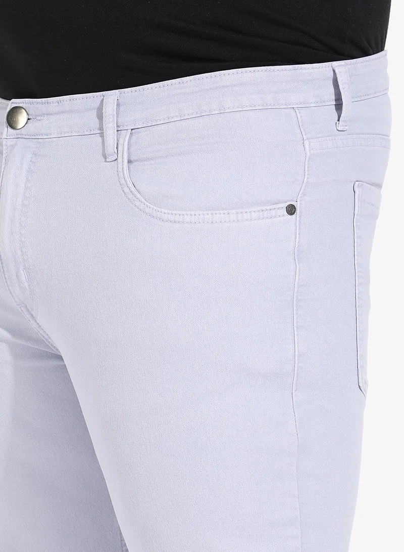 Instafab Plus Instafab Plus Men's Light Grey Solid Denim Jeans For Casual Wear | Light-Wash | Plus-Size Fit | Button Closure | Plus-Size Denim Jeans Crafted With Comfort Fit For Everyday Wear