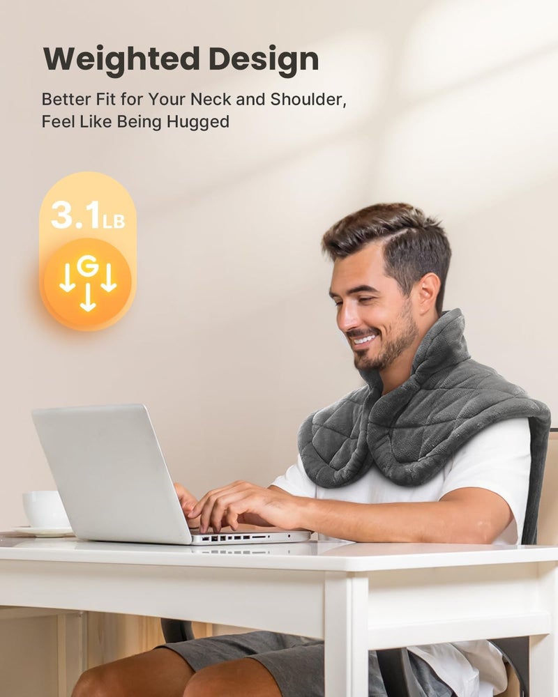 iDOO Heating Pad for Neck and Shoulders and Back for Pain Relief, Mothers Day Gifts for Mom Women Men Elderly, FSA Eligible Items & HSA Store, Large 24"x33" Weighted Electric Heat Pads for Back Gray - Image 2