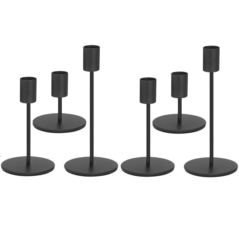 Anndason Set of 6 Black Candlestick Holders  Decorative for Home Decor Wedding Dining Party Anniversary