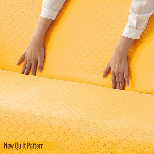 HOKIPO Quilted Polyester Sofa Cover Mat, Seat Length 220 cm, Yellow (IN-710-YLW) - Image 4