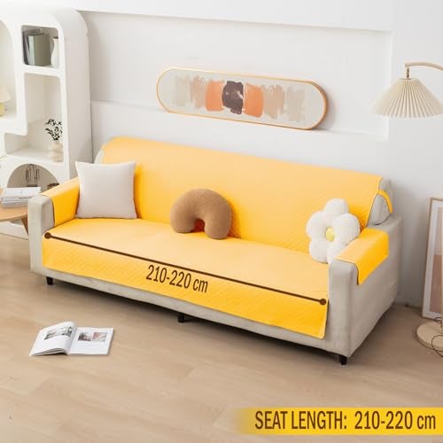 HOKIPO Quilted Polyester Sofa Cover Mat, Seat Length 220 cm, Yellow (IN-710-YLW) - Image 2