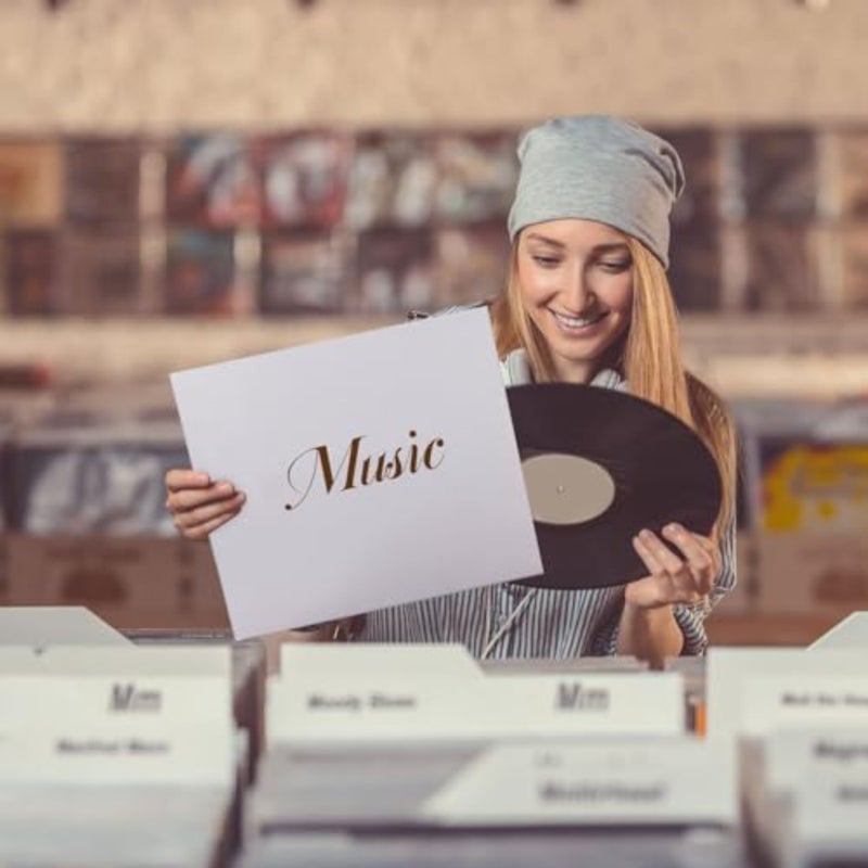 أكمام تخزين سجلات الفينيل لألبومات LP، مادة ورقية بيضاء، تصميم فارغ بدون فتحة مركزية، سترات خارجية مربعة مقاس 12 بوصة، 10 عبوات لمجموعة LP وCD - Image 2