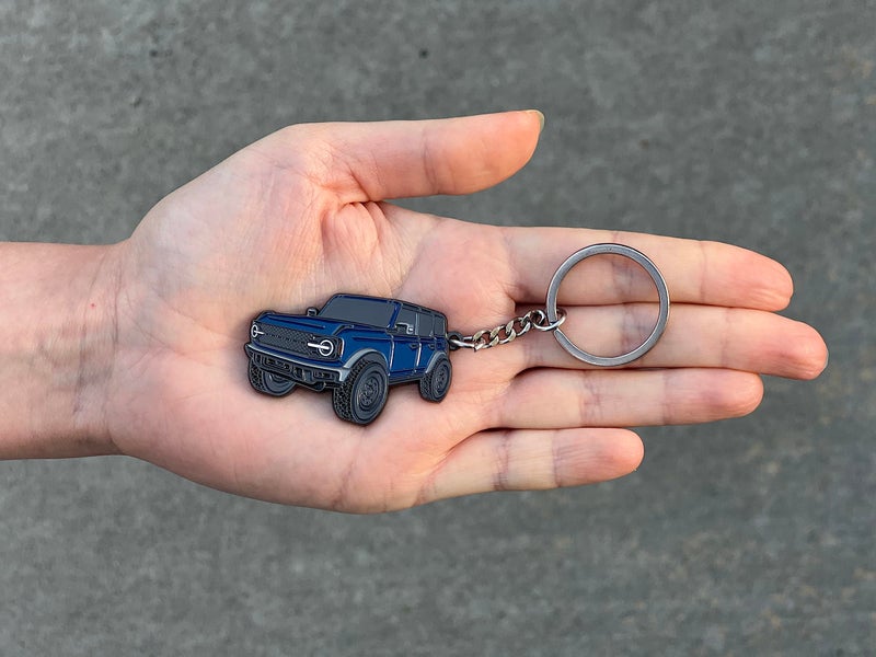 FOUR WHEEL BEAST Bronco Keychain Accessories 2023 4 door key chain Fob Cover Cool Car Mods (Antimatter Blue) - Image 2