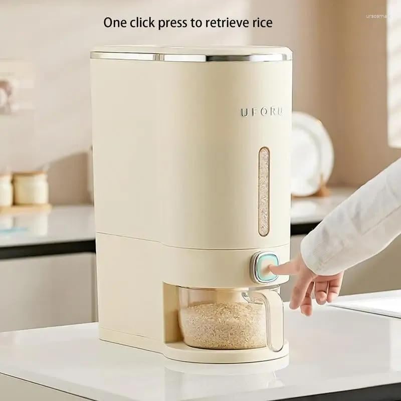 Jukkre Jukkre Countertop Rice Dispenser, Large Rice Container Airtight Cereal Dispenser Storage Lid Multifunctional Dry Food Storage Containers and Measuring Cup for Kitchen Pantry (10kg)  - Image 5
