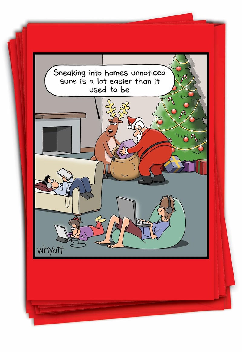NobleWorks 12 Hilarious Christmas Greeting Cards Boxed Set with 5 x 7 Inch Envelopes 1 Designs 12 Each Sneaking Into Homes C7698XSGB12x1 - Image 2