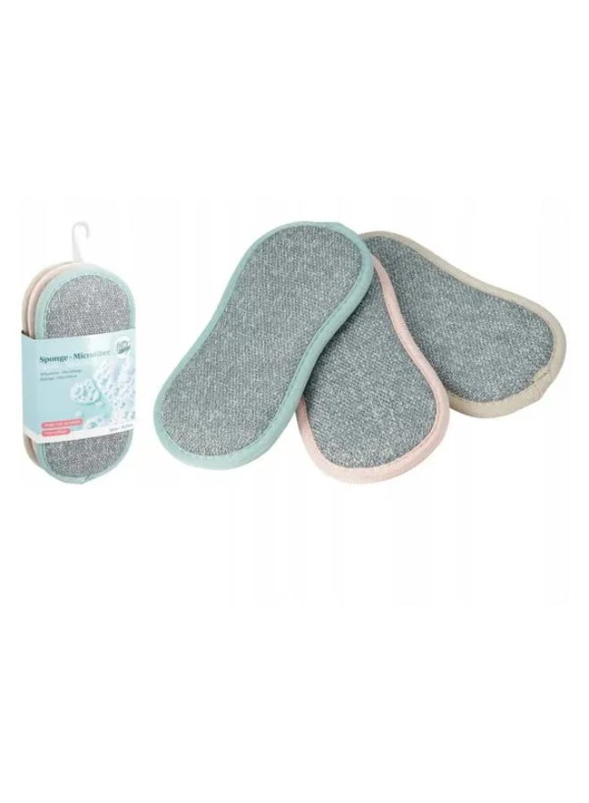 3-Piece Super Absorbent Microfiber Cleaning Sponge Set Assorted Color 19 x 9cm