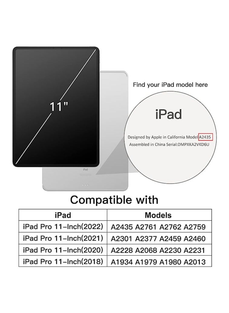 حافظة لجهاز iPad Pro مقاس 11 بوصة (2022/2021/2020/2018) مع حامل قلم، غلاف خلفي شفاف رقيق، واقي للصدمات، غطاء لوحي مع وظيفة الاستيقاظ/النوم التلقائي (أسود) - Image 2