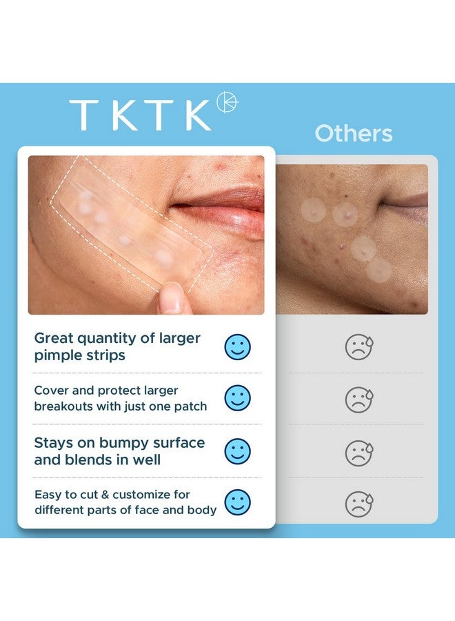 تي كيه تي كيه رقعة كبيرة لعلاج حب الشباب من تي كي تي كيه للوجه، رقعة كبيرة لعلاج حب الشباب، 60 × 20 مم، ضمادات كبيرة من الهيدروكولويد للجسم والجبهة والذقن والرقبة، رقعة هيدروكولويد (شريط، محدد، نقط، 5 مقاسات، 96 قطعة) - Image 5