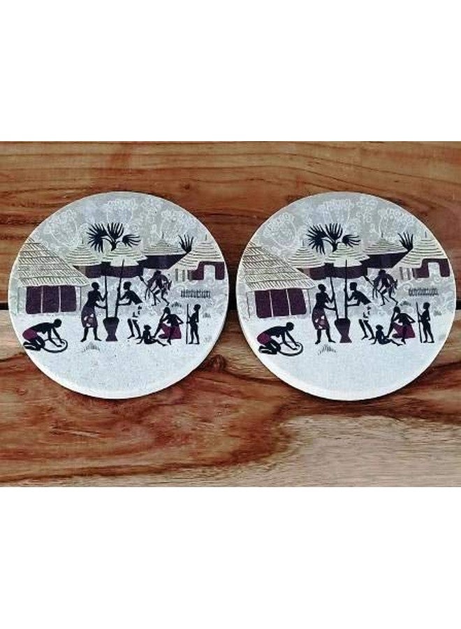 SANDSTERS Natural Sandstone African Printed Absorbent Beverage Coasters Set of 2Pcs - Image 2