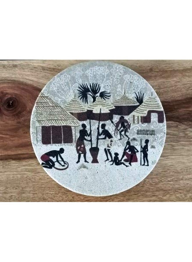 SANDSTERS Natural Sandstone African Printed Absorbent Beverage Coasters Set of 2Pcs - Image 1