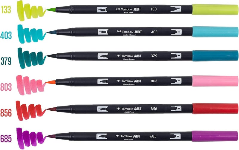 Tombow 56211 Dual Brush Pen Art Markers Tropical 6Pack Blendable Brush and Fine Tip Markers - Image 5