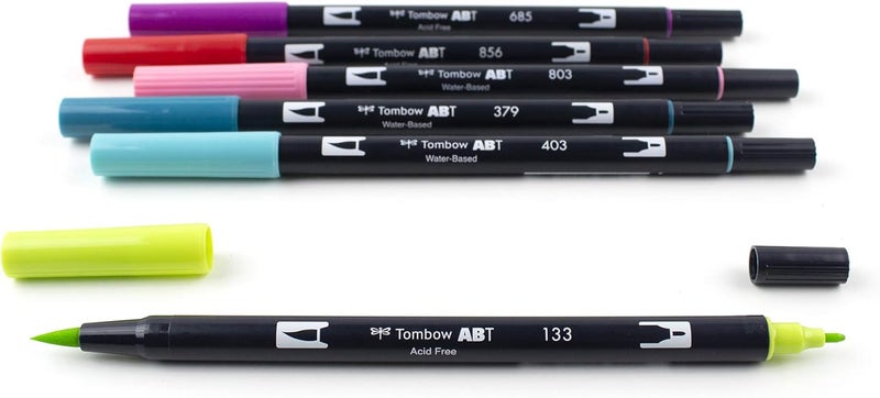 Tombow 56211 Dual Brush Pen Art Markers Tropical 6Pack Blendable Brush and Fine Tip Markers - Image 4