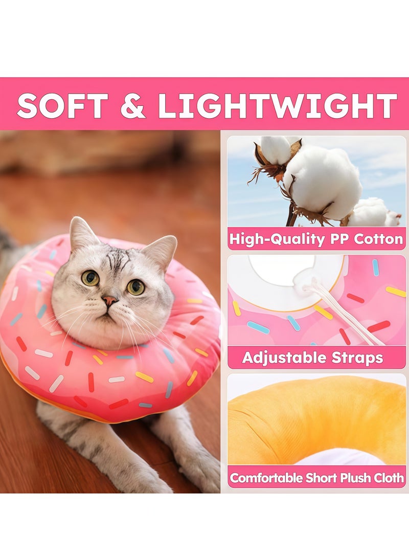 طوق مخروطي للقطط، طوق تعافي ناعم للقطط لشفاء الجروح، دونات لطيفة، مخاريط قطط صغيرة قابلة للتعديل لمنع اللعق، طوق إليزابيثي مريح وخفيف الوزن للقطط الصغيرة بعد الجراحة (M) - Image 3