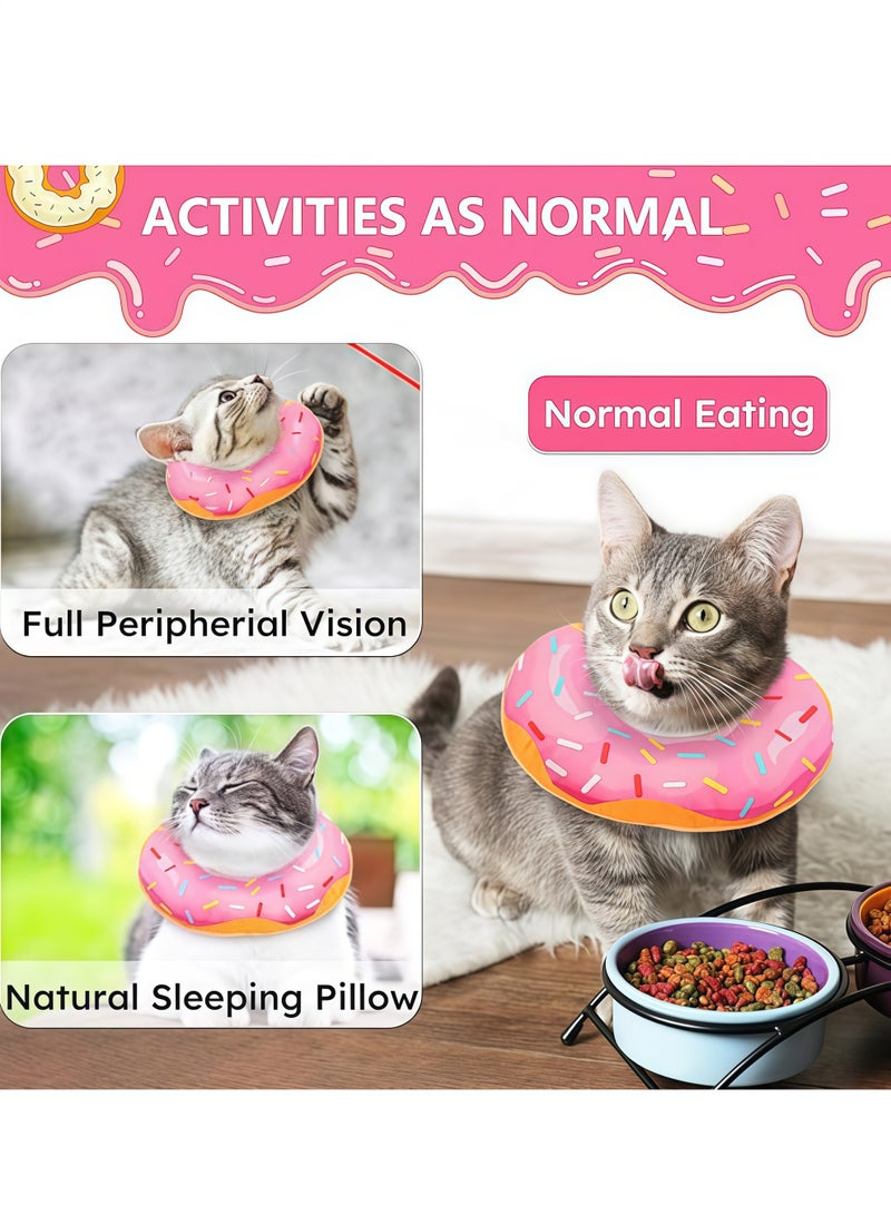 طوق مخروطي للقطط، طوق تعافي ناعم للقطط لشفاء الجروح، دونات لطيفة، مخاريط قطط صغيرة قابلة للتعديل لمنع اللعق، طوق إليزابيثي مريح وخفيف الوزن للقطط الصغيرة بعد الجراحة (M) - Image 4