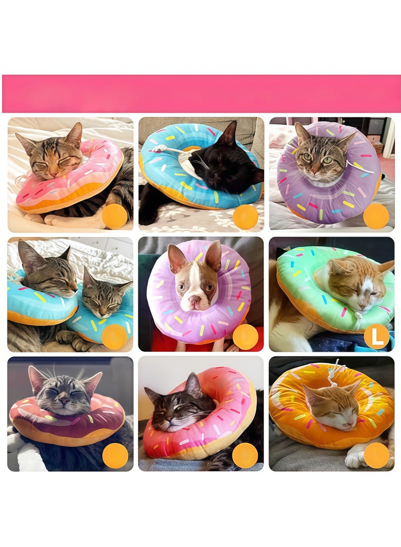 طوق مخروطي للقطط، طوق تعافي ناعم للقطط لشفاء الجروح، دونات لطيفة، مخاريط قطط صغيرة قابلة للتعديل لمنع اللعق، طوق إليزابيثي مريح وخفيف الوزن للقطط الصغيرة بعد الجراحة (M) - Image 5