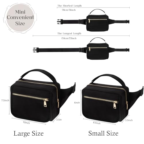 printe Small Diaper Bag with Portable Changing Pad, Crossbody Fanny Pack with Wipes Pocket for Stroller, Women Waist Bag for Travel, Black Large - Image 4