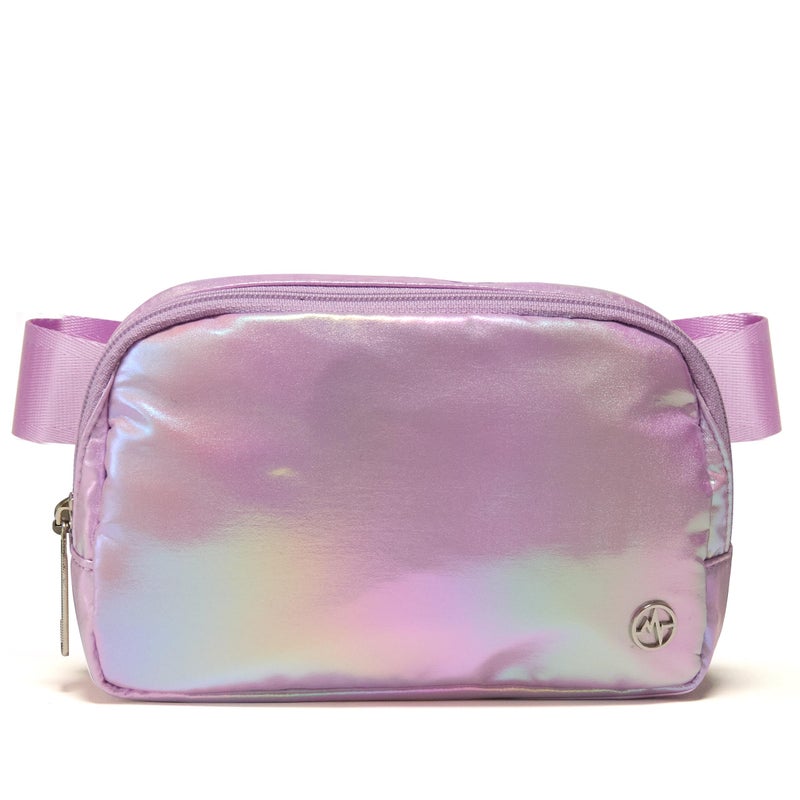 Pander Everywhere Crossbody Bag Iridescent Polyester Sling Belt Bag with Adjustable Strap 63-120cm and Elastic Loop for Women Men Travel Gym, Iridescent Lavender - Image 1
