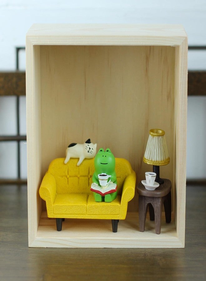 Mevodeata Cute Mini Frog Figurine with Small Sofa and Lamp Table Resin Frog Figure for Office Home Decor - Cute Frog Gift for Frog Lovers (Yellow Sofa) - Image 5