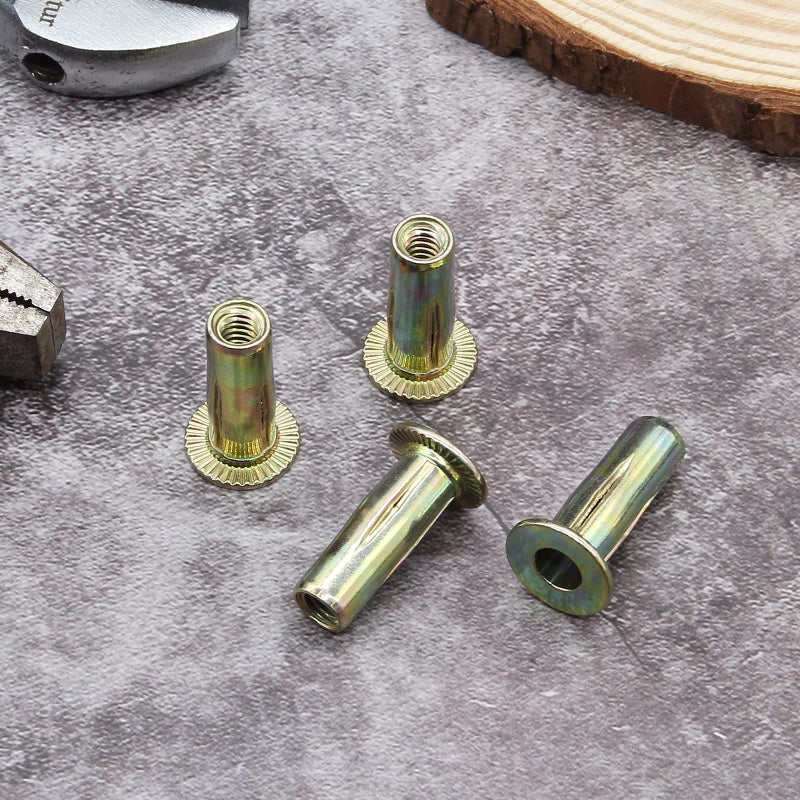 Moicstiy 25Pcs Steel Multi Grip Rivet Nuts Pre Bulbed Shank Zinc-Plated Flat Head Threaded Insert Nut Construction Fasteners for Industrial (1/4-20) - Image 4