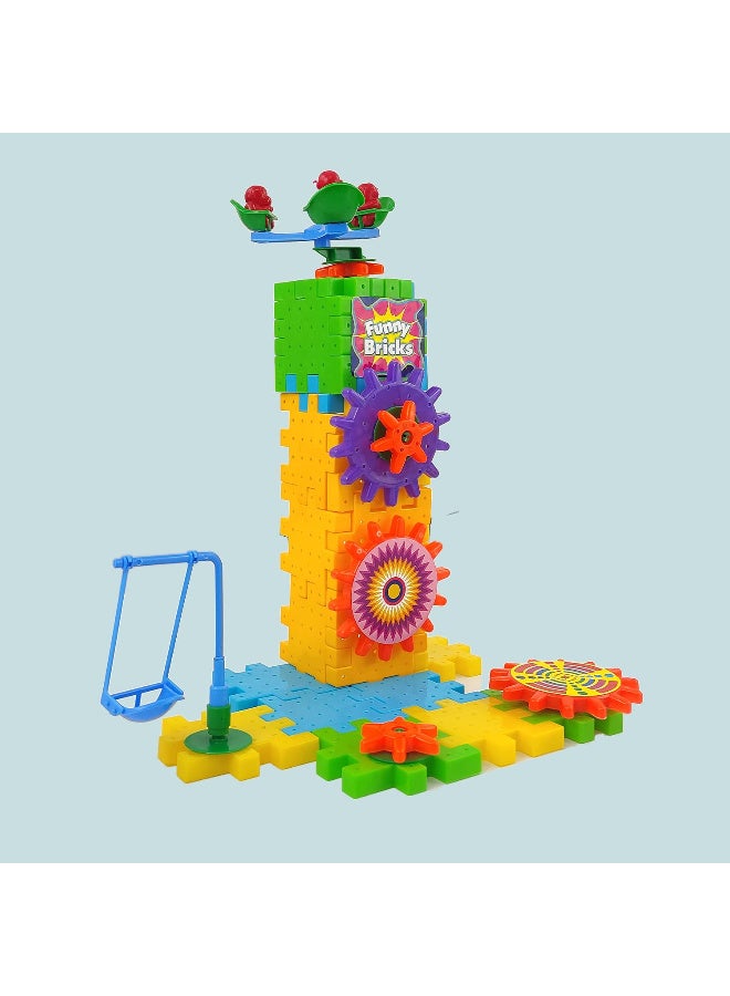 Battery-operated interlocking gear building set, educational blocks, motorized rotating gears - 81-piece cube set, stackable plastic building toys - Image 3