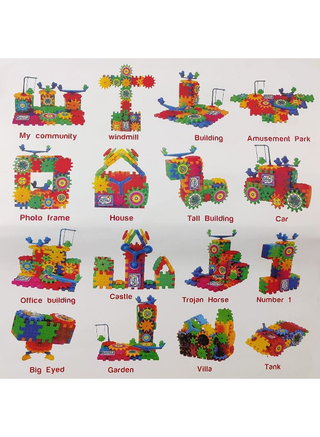 Battery-operated interlocking gear building set, educational blocks, motorized rotating gears - 81-piece cube set, stackable plastic building toys - Image 4